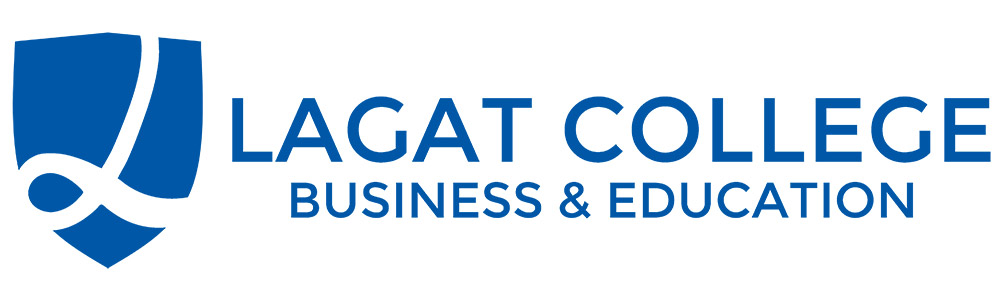 Logo of Lagat College featuring a shield icon with text "Business & Education".